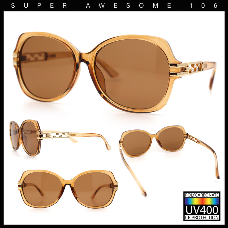 Classic 90s Womens Bejeweled Rhinestone Bling Arm Designer Butterfly Sunglasses
