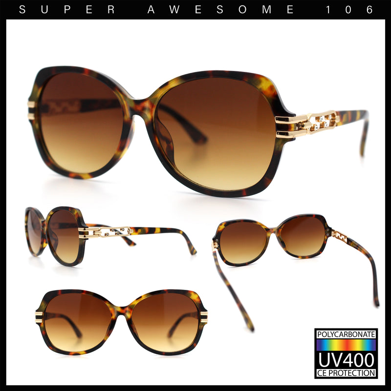 Classic 90s Womens Bejeweled Rhinestone Bling Arm Designer Butterfly Sunglasses