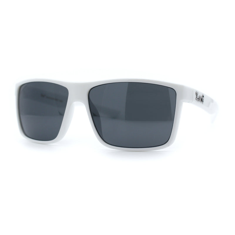 Locs Mens Gangster White Frame Sport Horn Rim Classic 90s Manly Sunglasses