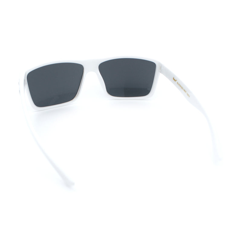 Locs Mens Gangster White Frame Sport Horn Rim Classic 90s Manly Sunglasses