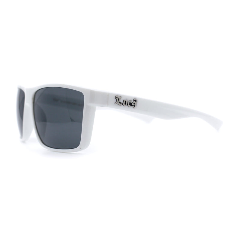 Locs Mens Gangster White Frame Sport Horn Rim Classic 90s Manly Sunglasses