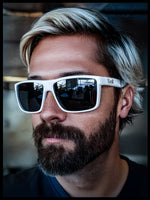 Locs Mens Gangster White Frame Sport Horn Rim Classic 90s Manly Sunglasses