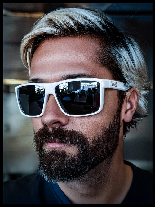 Locs Mens Gangster White Frame Sport Horn Rim Classic 90s Manly Sunglasses