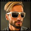 Locs Mens Gangster White Frame Sport Horn Rim Classic 90s Manly Sunglasses