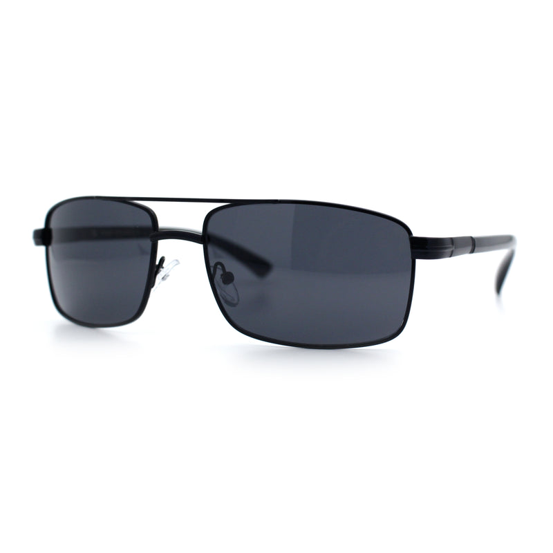 Mens Classic Agent Narrow Rectangle Officer Metal Rim Manly Sunglasses