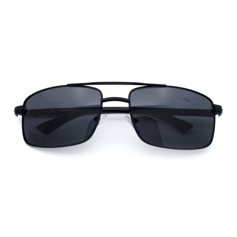 Mens Classic Agent Narrow Rectangle Officer Metal Rim Manly Sunglasses