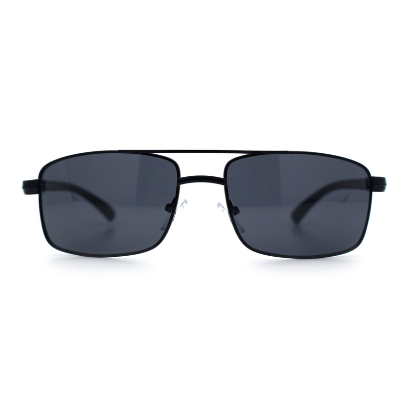 Mens Classic Agent Narrow Rectangle Officer Metal Rim Manly Sunglasses