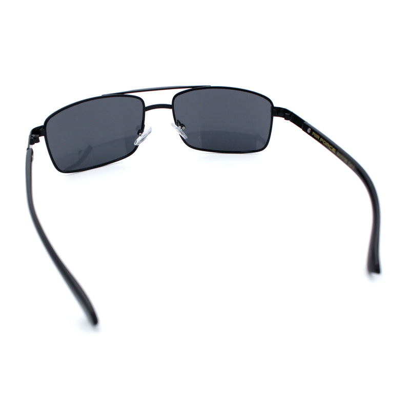 Mens Classic Agent Narrow Rectangle Officer Metal Rim Manly Sunglasses