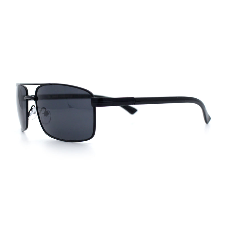 Mens Classic Agent Narrow Rectangle Officer Metal Rim Manly Sunglasses