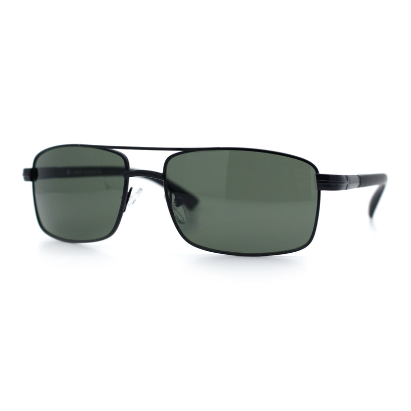 Mens Classic Agent Narrow Rectangle Officer Metal Rim Manly Sunglasses