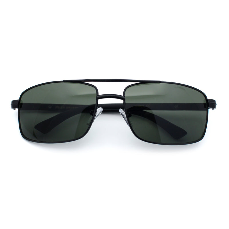 Mens Classic Agent Narrow Rectangle Officer Metal Rim Manly Sunglasses