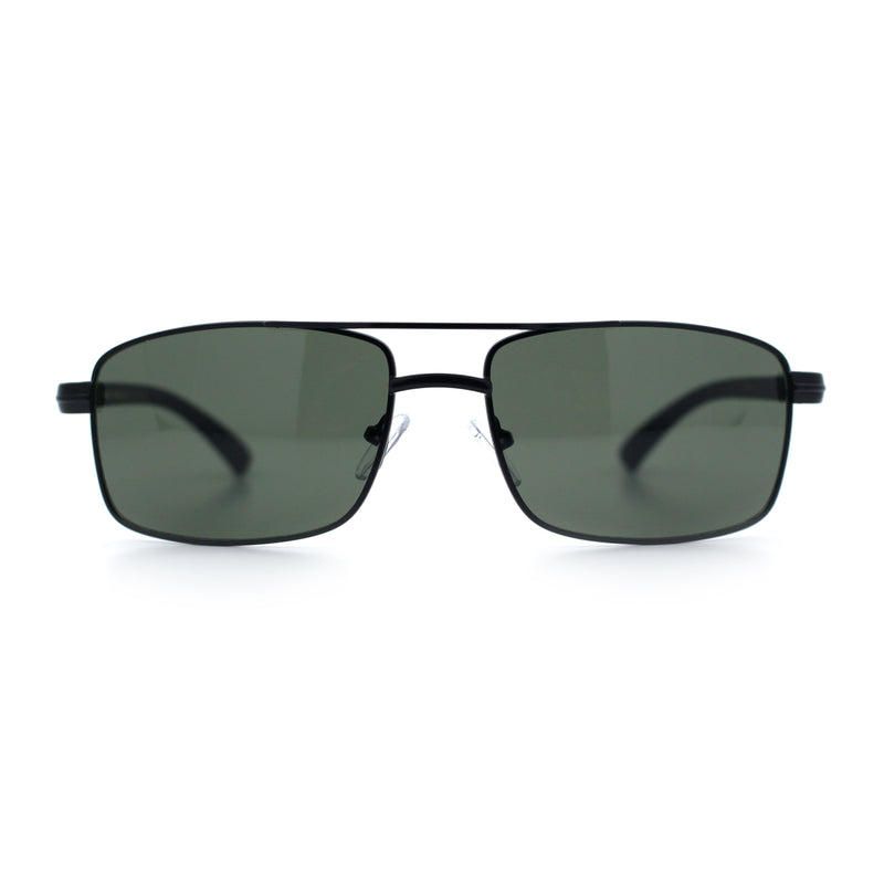Mens Classic Agent Narrow Rectangle Officer Metal Rim Manly Sunglasses