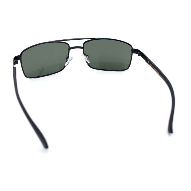 Mens Classic Agent Narrow Rectangle Officer Metal Rim Manly Sunglasses