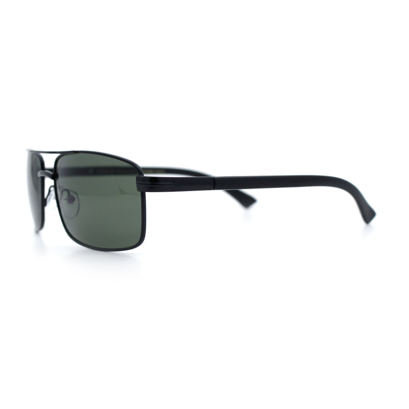 Mens Classic Agent Narrow Rectangle Officer Metal Rim Manly Sunglasses