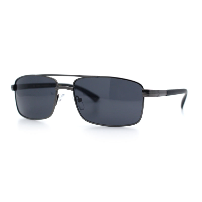 Mens Classic Agent Narrow Rectangle Officer Metal Rim Manly Sunglasses