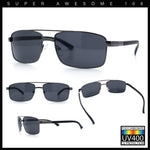 Mens Classic Agent Narrow Rectangle Officer Metal Rim Manly Sunglasses