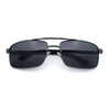 Mens Classic Agent Narrow Rectangle Officer Metal Rim Manly Sunglasses
