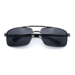 Mens Classic Agent Narrow Rectangle Officer Metal Rim Manly Sunglasses