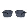 Mens Classic Agent Narrow Rectangle Officer Metal Rim Manly Sunglasses
