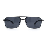 Mens Classic Agent Narrow Rectangle Officer Metal Rim Manly Sunglasses