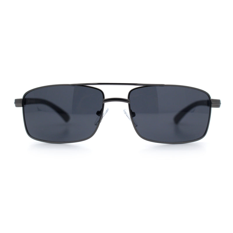 Mens Classic Agent Narrow Rectangle Officer Metal Rim Manly Sunglasses