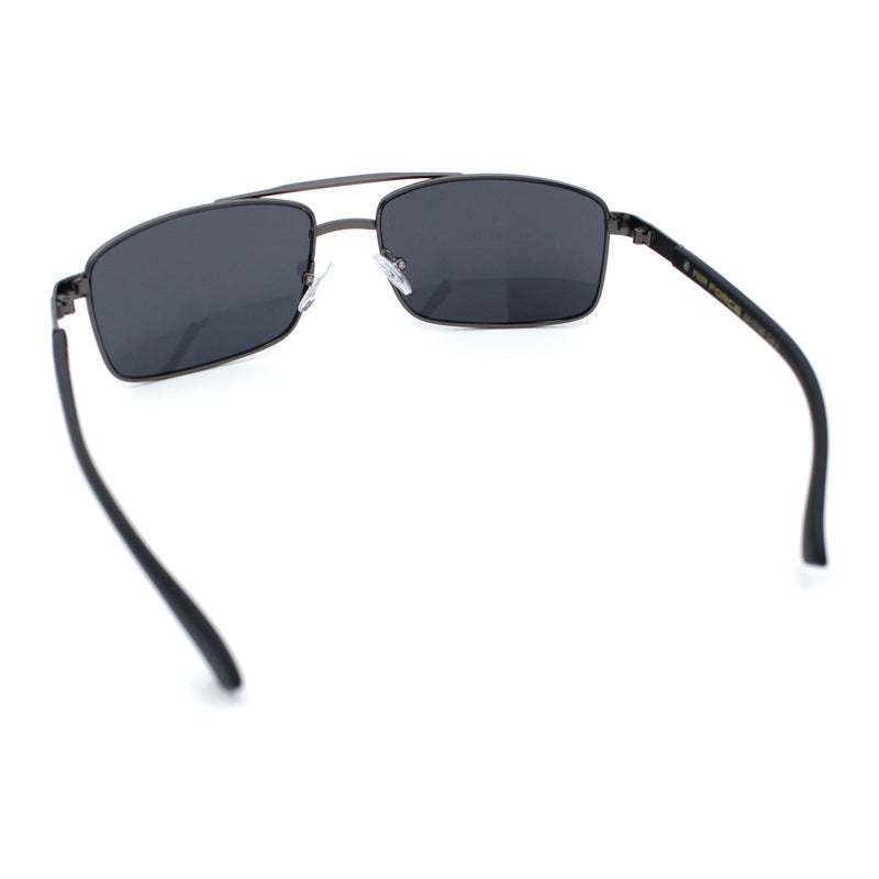 Mens Classic Agent Narrow Rectangle Officer Metal Rim Manly Sunglasses