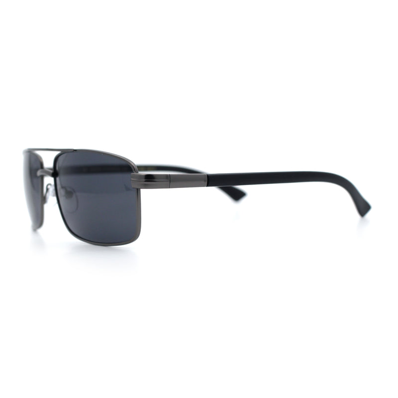 Mens Classic Agent Narrow Rectangle Officer Metal Rim Manly Sunglasses