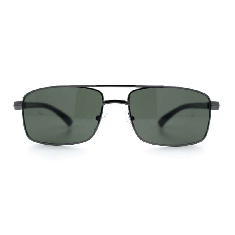 Mens Classic Agent Narrow Rectangle Officer Metal Rim Manly Sunglasses