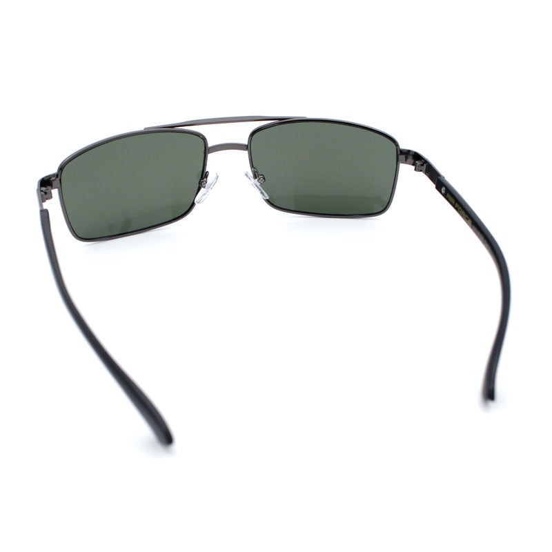 Mens Classic Agent Narrow Rectangle Officer Metal Rim Manly Sunglasses