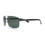 Mens Classic Agent Narrow Rectangle Officer Metal Rim Manly Sunglasses