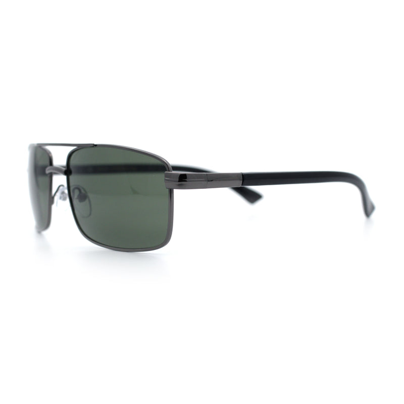 Mens Classic Agent Narrow Rectangle Officer Metal Rim Manly Sunglasses