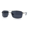 Mens Classic Agent Narrow Rectangle Officer Metal Rim Manly Sunglasses