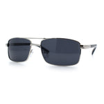 Mens Classic Agent Narrow Rectangle Officer Metal Rim Manly Sunglasses