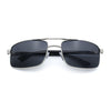 Mens Classic Agent Narrow Rectangle Officer Metal Rim Manly Sunglasses