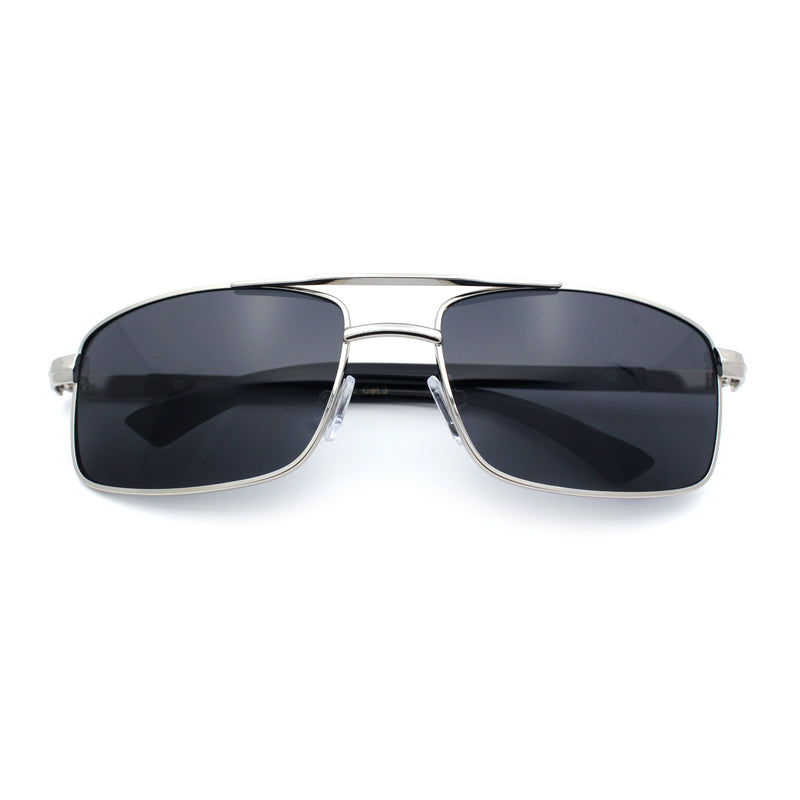 Mens Classic Agent Narrow Rectangle Officer Metal Rim Manly Sunglasses