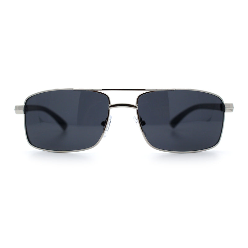 Mens Classic Agent Narrow Rectangle Officer Metal Rim Manly Sunglasses