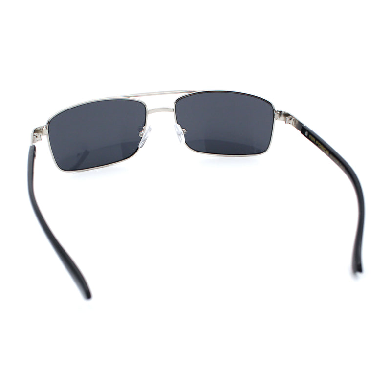 Mens Classic Agent Narrow Rectangle Officer Metal Rim Manly Sunglasses