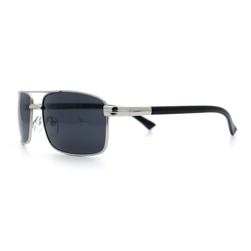 Mens Classic Agent Narrow Rectangle Officer Metal Rim Manly Sunglasses
