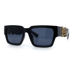 Locs Mens Bold Gothic Logo Thick Arm Horn Rim Gangster All Black Sunglasses
