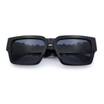 Locs Mens Bold Gothic Logo Thick Arm Horn Rim Gangster All Black Sunglasses
