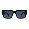 Locs Mens Bold Gothic Logo Thick Arm Horn Rim Gangster All Black Sunglasses