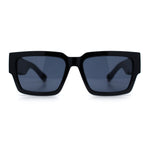 Locs Mens Bold Gothic Logo Thick Arm Horn Rim Gangster All Black Sunglasses
