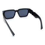 Locs Mens Bold Gothic Logo Thick Arm Horn Rim Gangster All Black Sunglasses