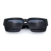 Locs Mens Bold Gothic Logo Thick Arm Horn Rim Gangster All Black Sunglasses