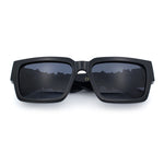 Locs Mens Bold Gothic Logo Thick Arm Horn Rim Gangster All Black Sunglasses