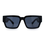 Locs Mens Bold Gothic Logo Thick Arm Horn Rim Gangster All Black Sunglasses