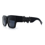 Locs Mens Bold Gothic Logo Thick Arm Horn Rim Gangster All Black Sunglasses