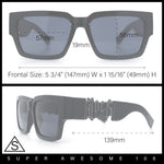 Locs Mens Bold Gothic Logo Thick Arm Horn Rim Gangster All Black Sunglasses