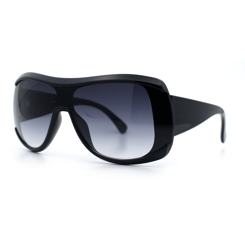 Womens Oversized Shield Cropped Side Flat Top Plastic Diva Fashion Sunglasses