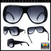 Womens Oversized Shield Cropped Side Flat Top Plastic Diva Fashion Sunglasses